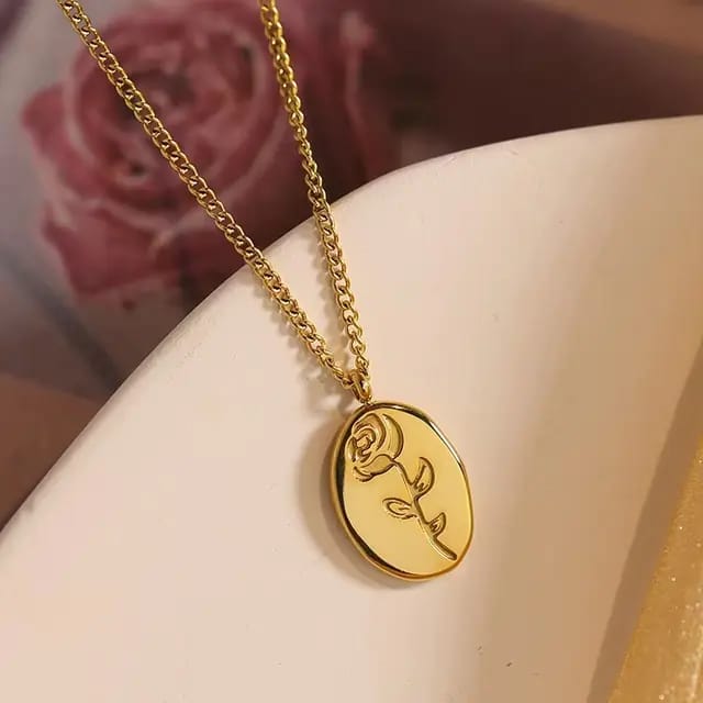 Model No. 363 Rose Oval Pendant Necklace