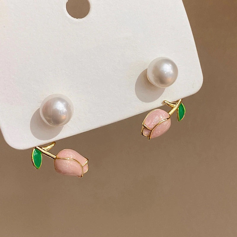 FS-ERS9N7 - Trendy Pink Tulip Studs