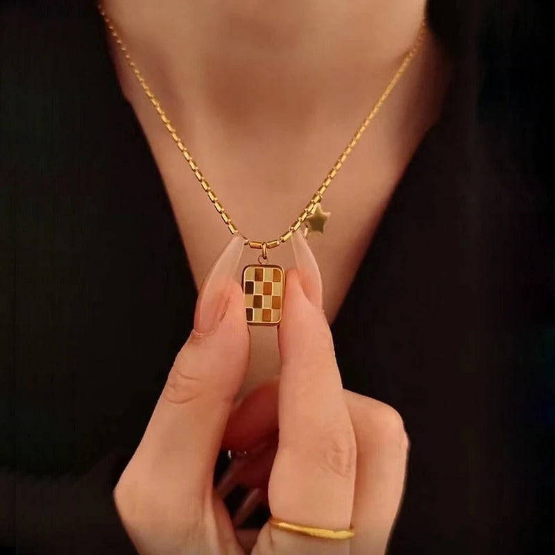 FS-NCKS4C4 - Dainty Square Star Pendant Necklace
