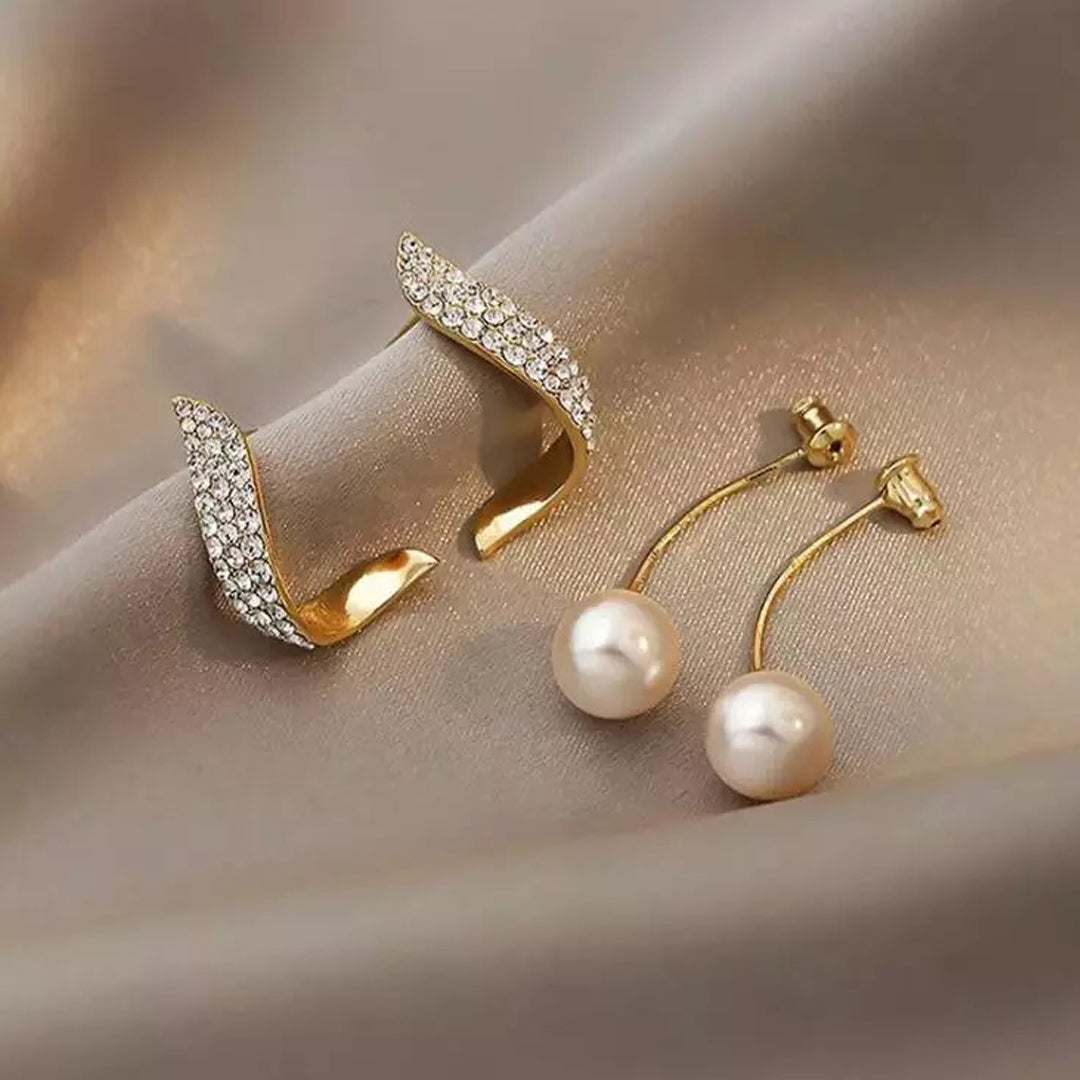 Beautiful Pearl Wing Stud Korean Earrings 2 Pcs/Set