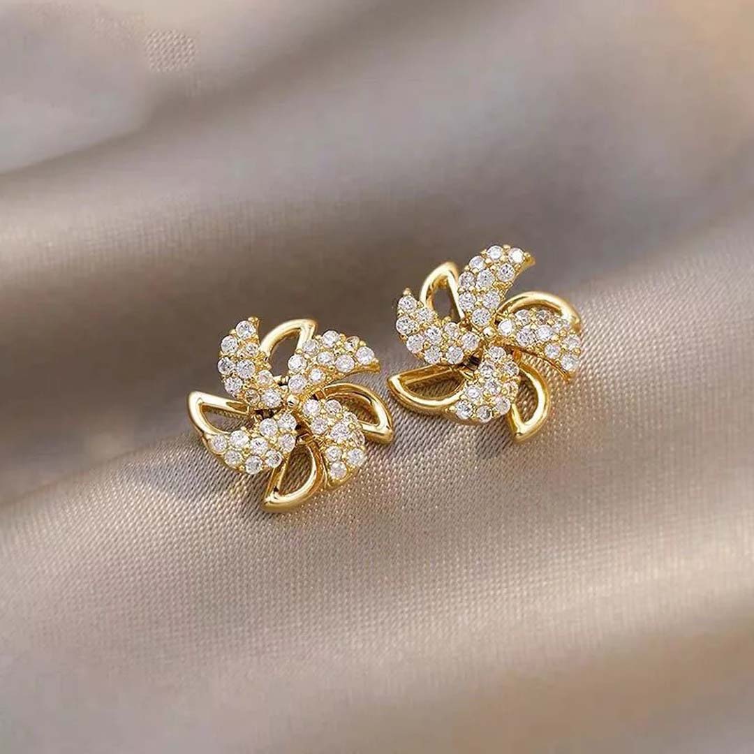 Rotating Windmill Stud Korean Earrings