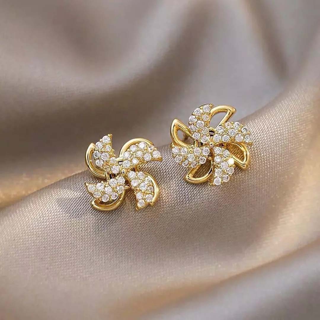 Rotating Windmill Stud Korean Earrings