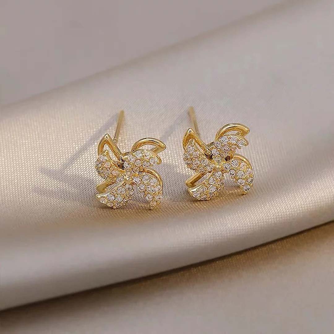 Rotating Windmill Stud Korean Earrings