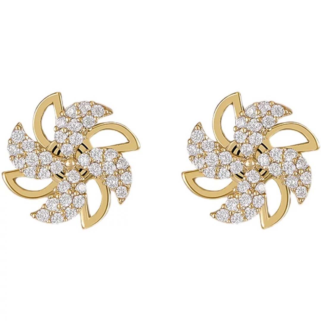 Rotating Windmill Stud Korean Earrings