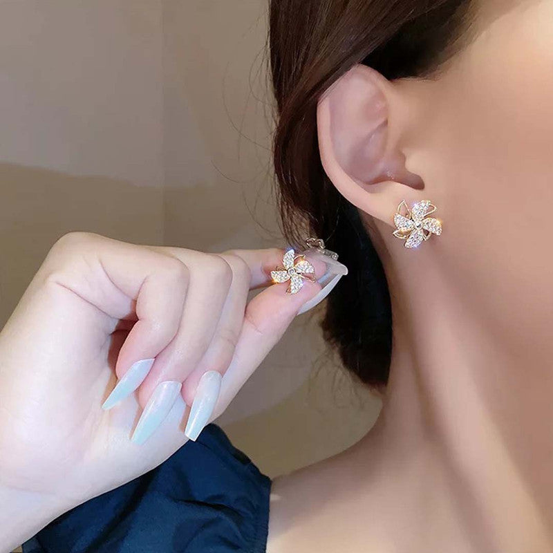 Rotating Windmill Stud Korean Earrings