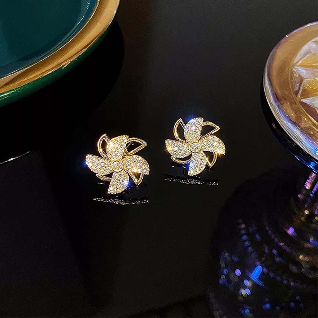 Rotating Windmill Stud Korean Earrings