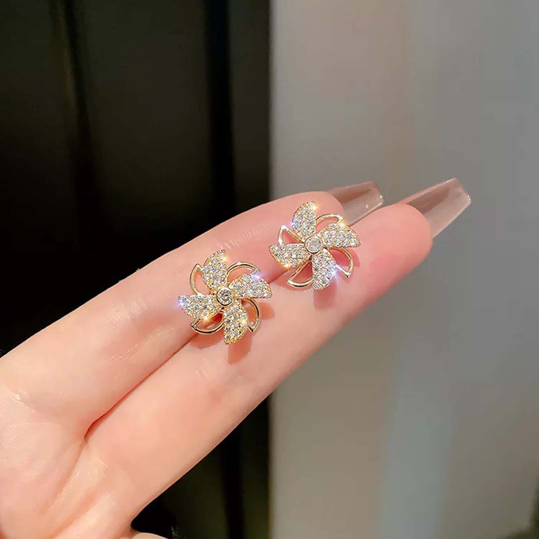 Rotating Windmill Stud Korean Earrings