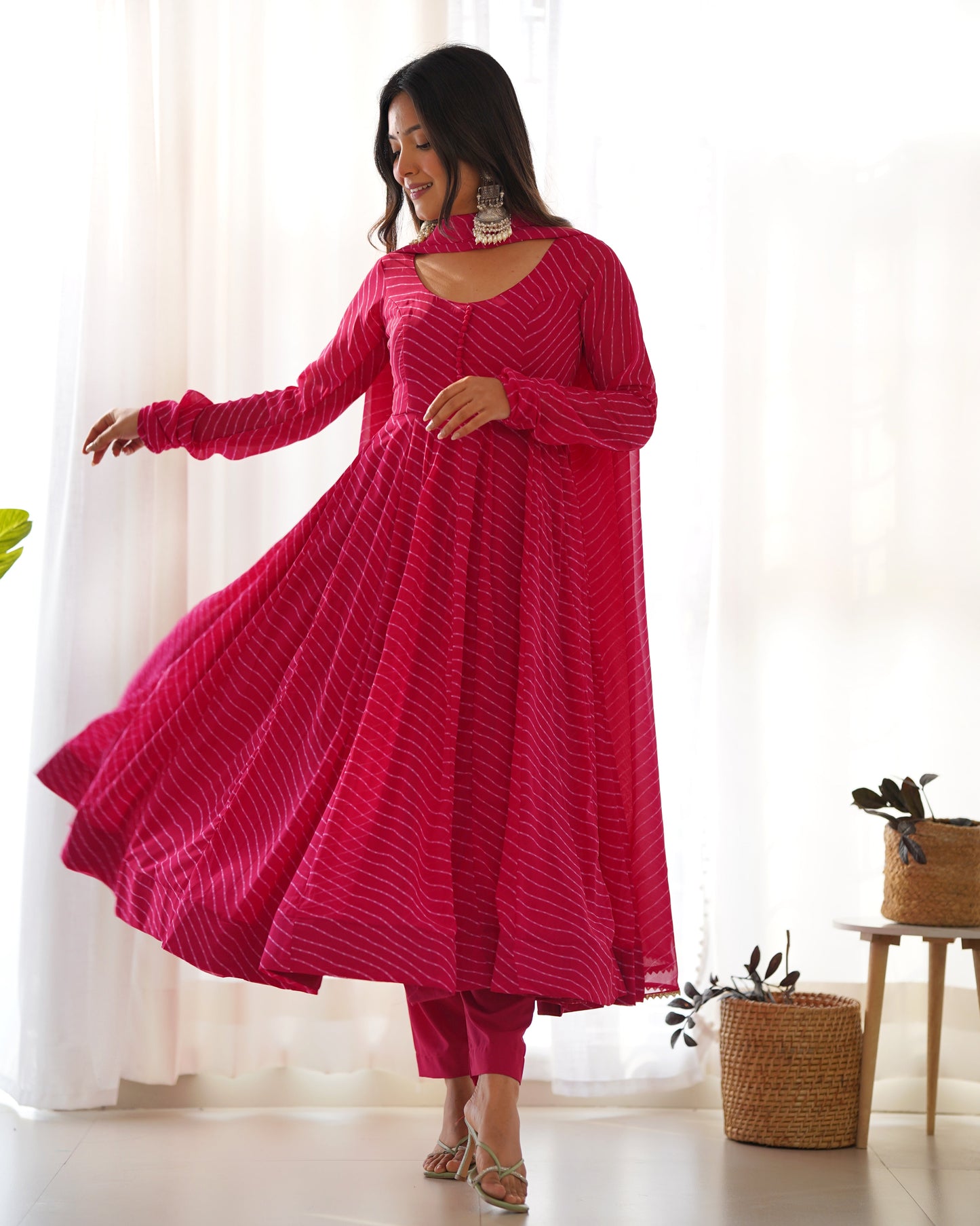 DIGITALLY PRINTED PURE GEORGETTE ANARKALI SUIT WITH DUPPATTA & PANT