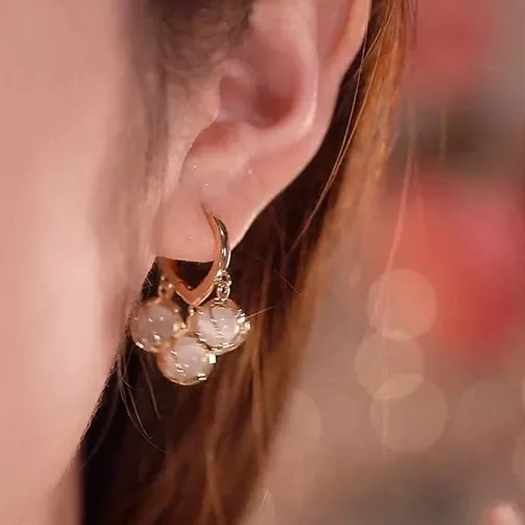 Opal Stone Luxury Hoop Korean Earrings (2 Pcs/Set)