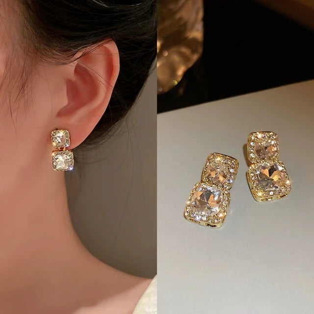 FS-ERS9N72 - Shining Crystal Drop Earrings