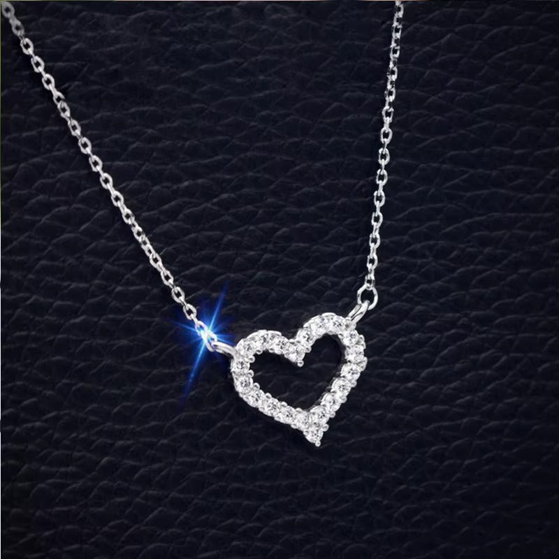 FS-NCKS4C70 - Alloy Hollow Heart Stone Pendant