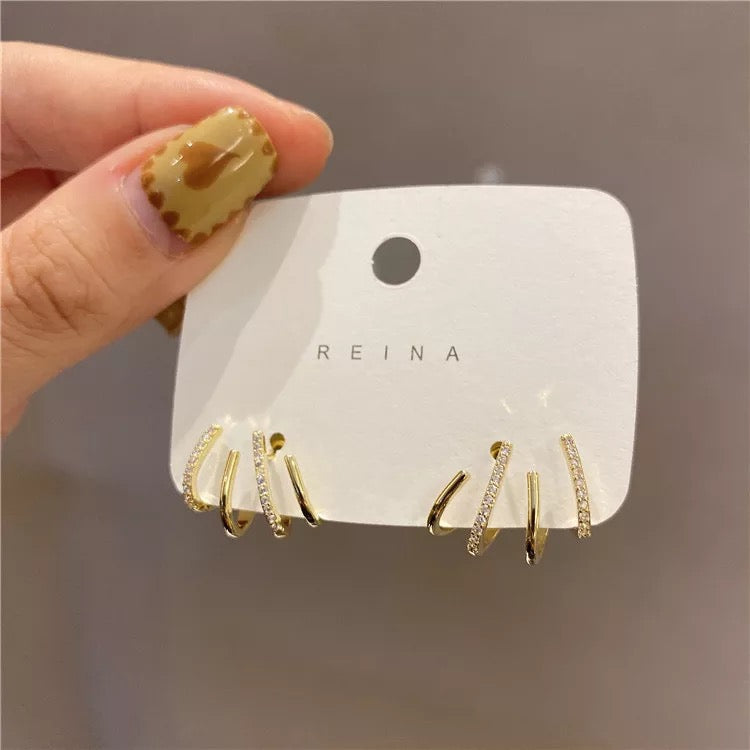 Multi Earring Effect Claw Stud Korean Earrings
