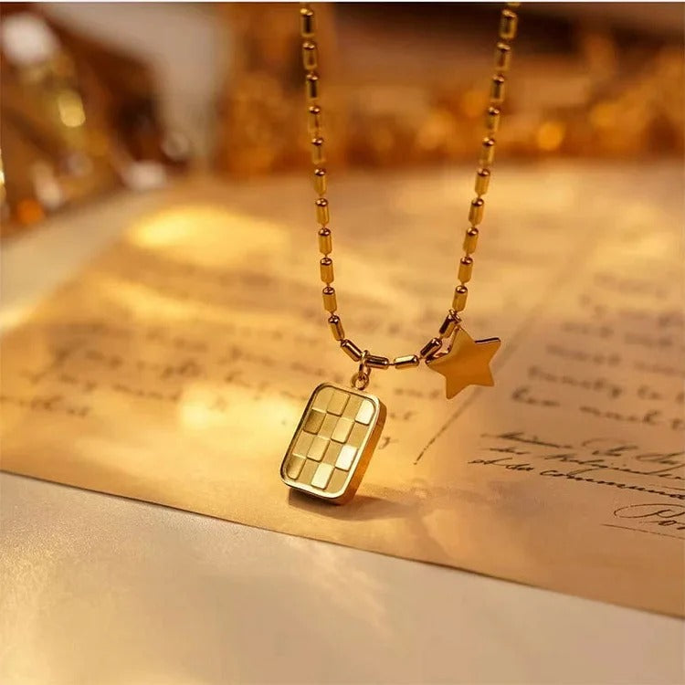 FS-NCKS4C4 - Dainty Square Star Pendant Necklace