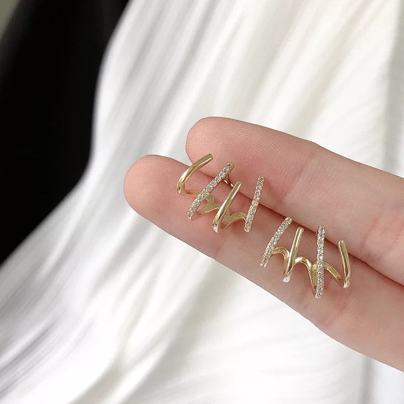 Multi Earring Effect Claw Stud Korean Earrings