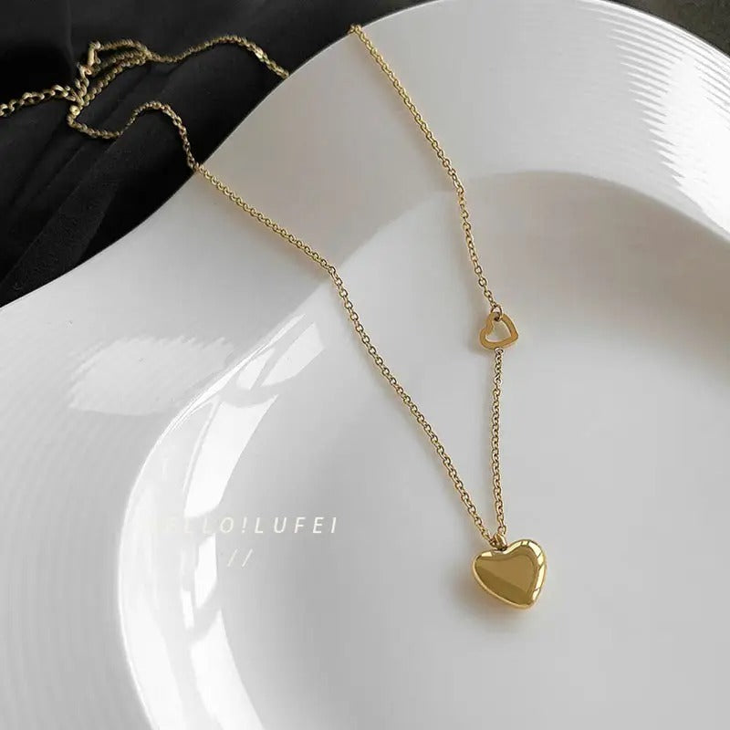 FS-NCKS4C71 - Alloy Heart Drop Necklace