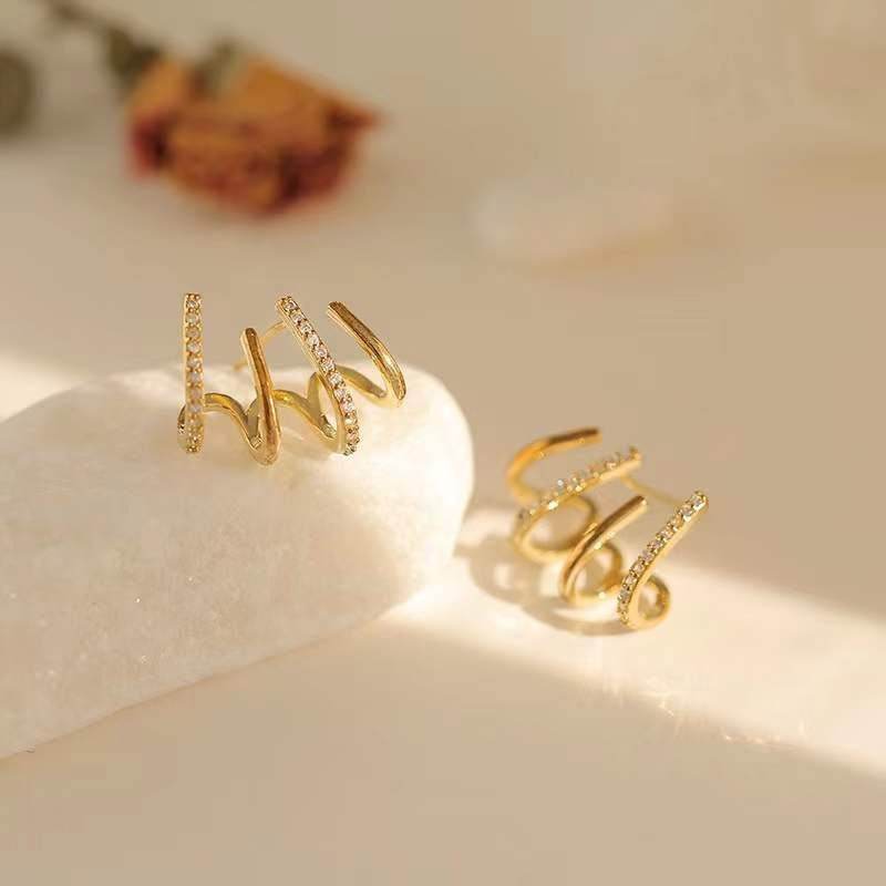 Multi Earring Effect Claw Stud Korean Earrings
