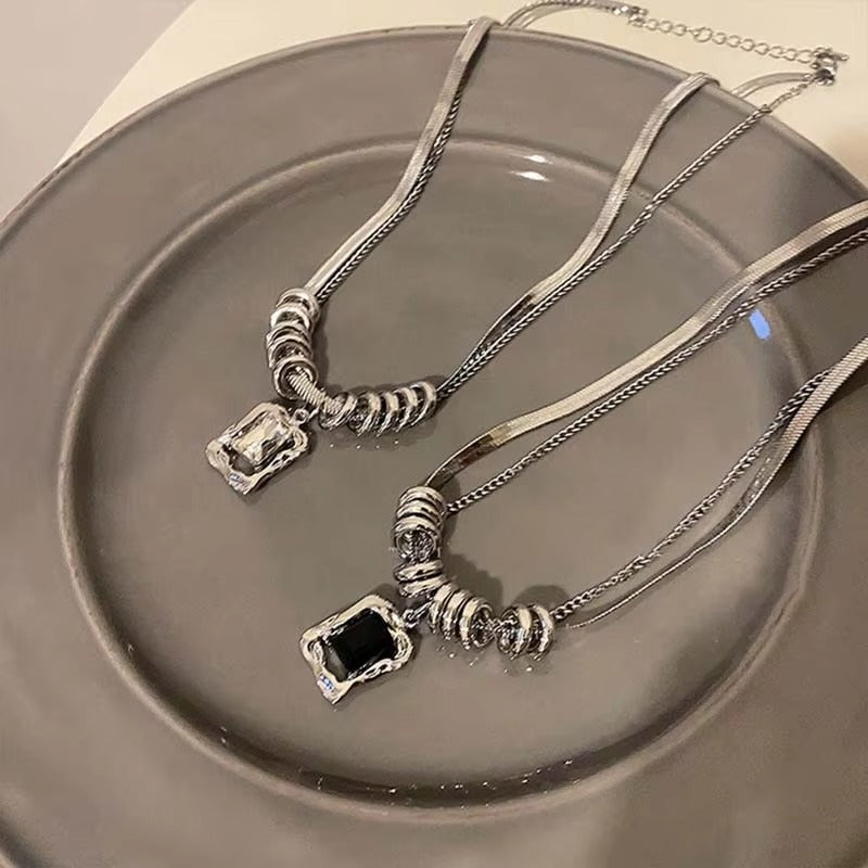 FS-NCKS4C37 - Hip-hop Style Double-layer Necklace