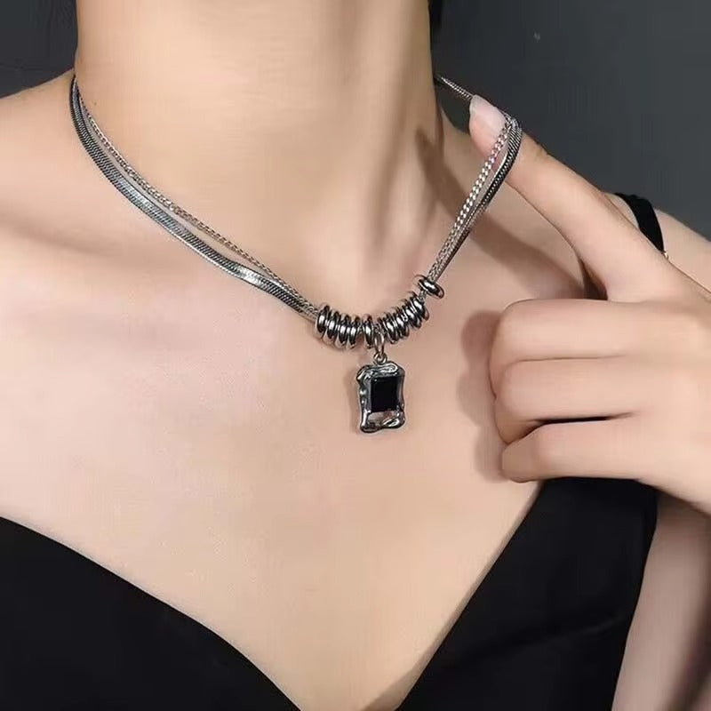 FS-NCKS4C37 - Hip-hop Style Double-layer Necklace