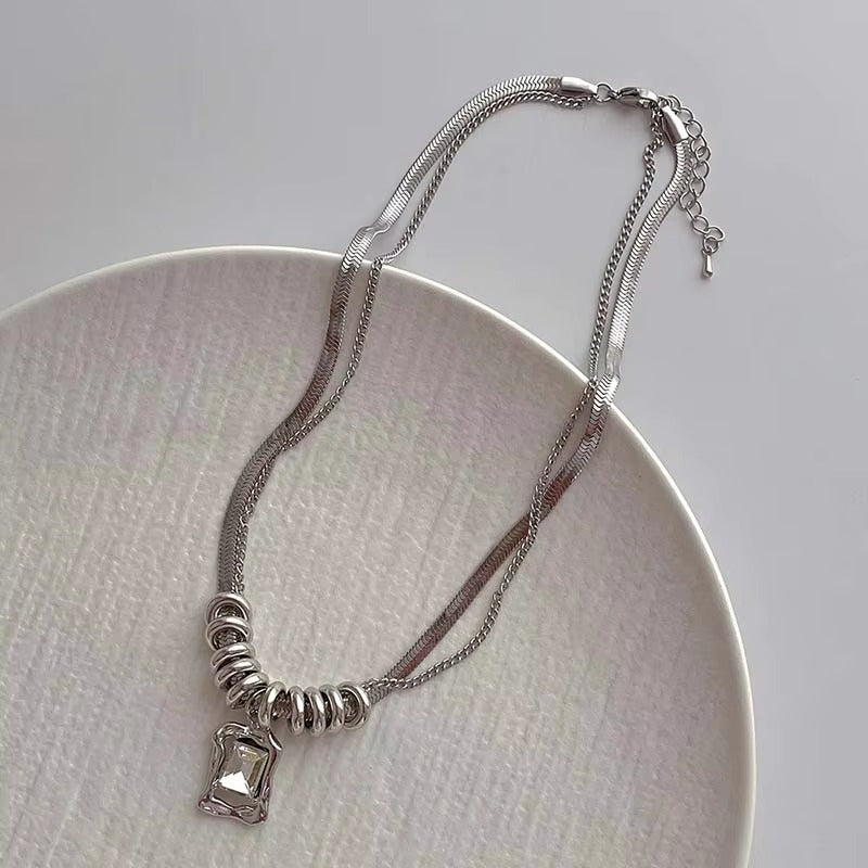 FS-NCKS4C37 - Hip-hop Style Double-layer Necklace
