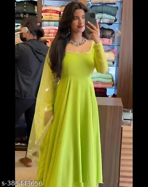 Stylish Fancy Treandy georgette Gown and Dupatta Set For Women