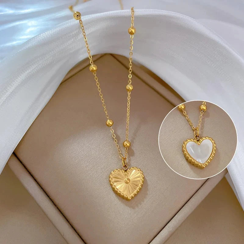 Nayaara:104 Cute Heart Neckless Pack of 3 + One FREE