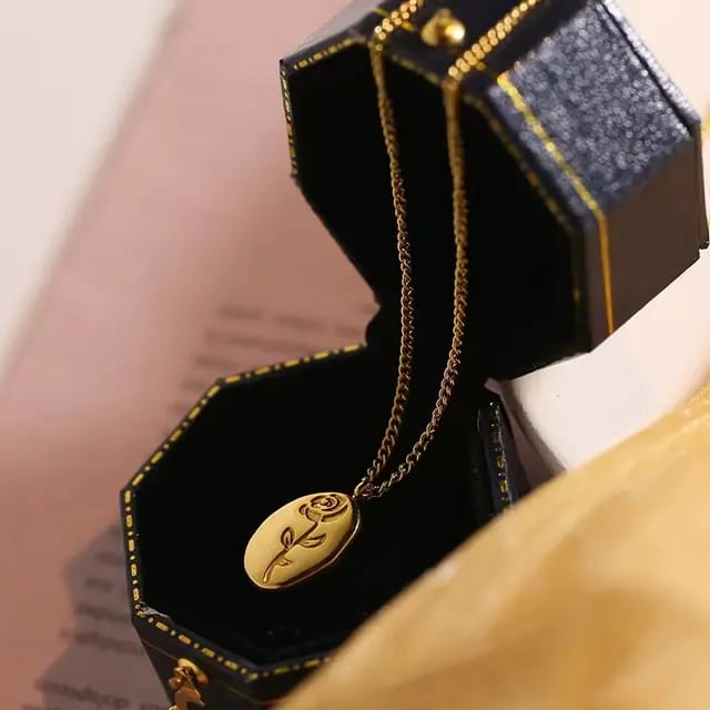 Model No. 363 Rose Oval Pendant Necklace