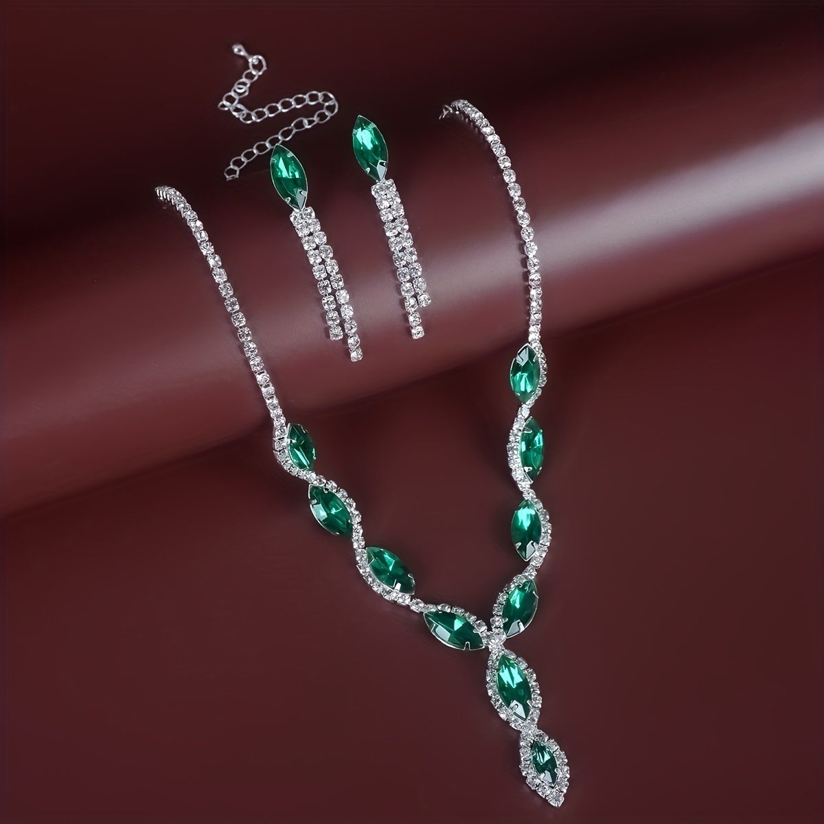 BRIDAL CRYSTAL RHINESTONES NECKLACE & EARRINGS JEWELRY SET PERSONALITY WEDDING DRESS ACCESSORIES