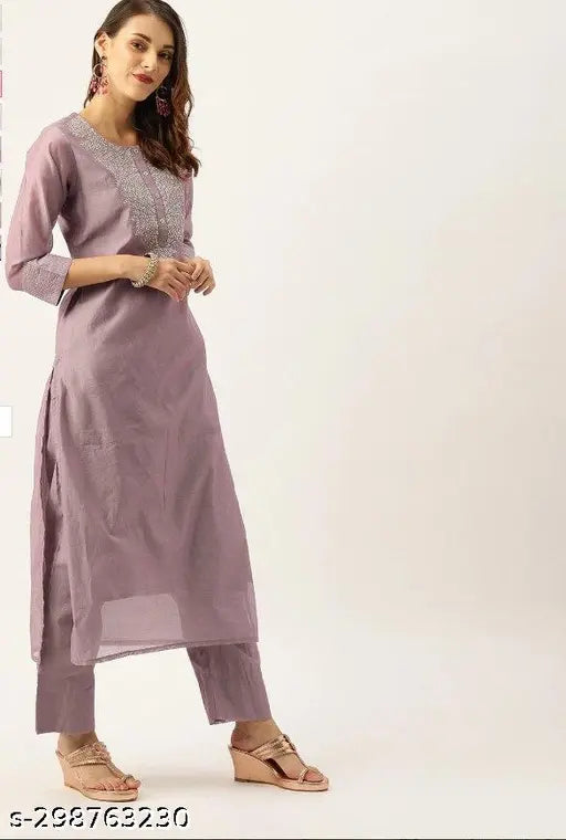 Embroidered Rayon Kurta Set