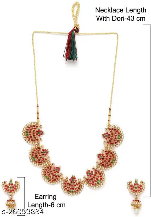 Woman's Jewelry Set with Red & Green Stones