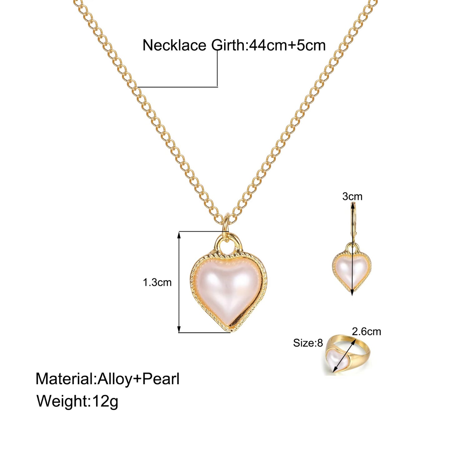 FS-JCMS4D4 - Pearl Heart Jewelry Combo Set
