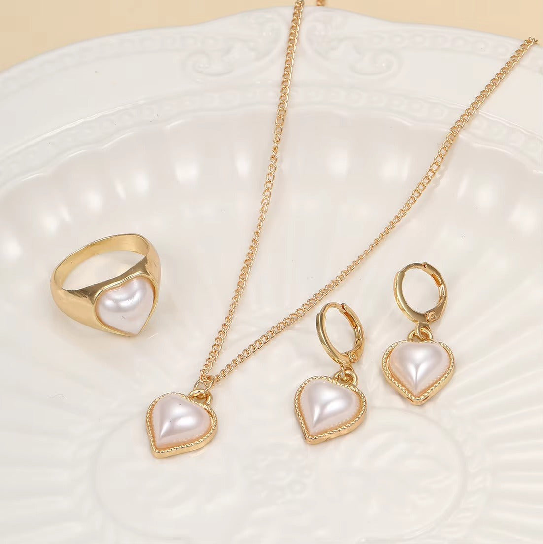 FS-JCMS4D4 - Pearl Heart Jewelry Combo Set