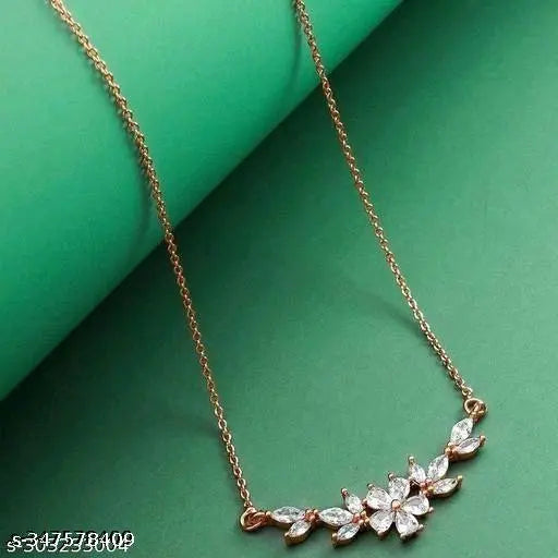 Gold Plated Chain Necklace For Girls / Women Stylish Dailywear 18 Inches