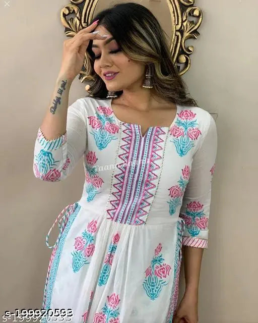 Beautifull Printed Nayra Cut Kurta And Pant