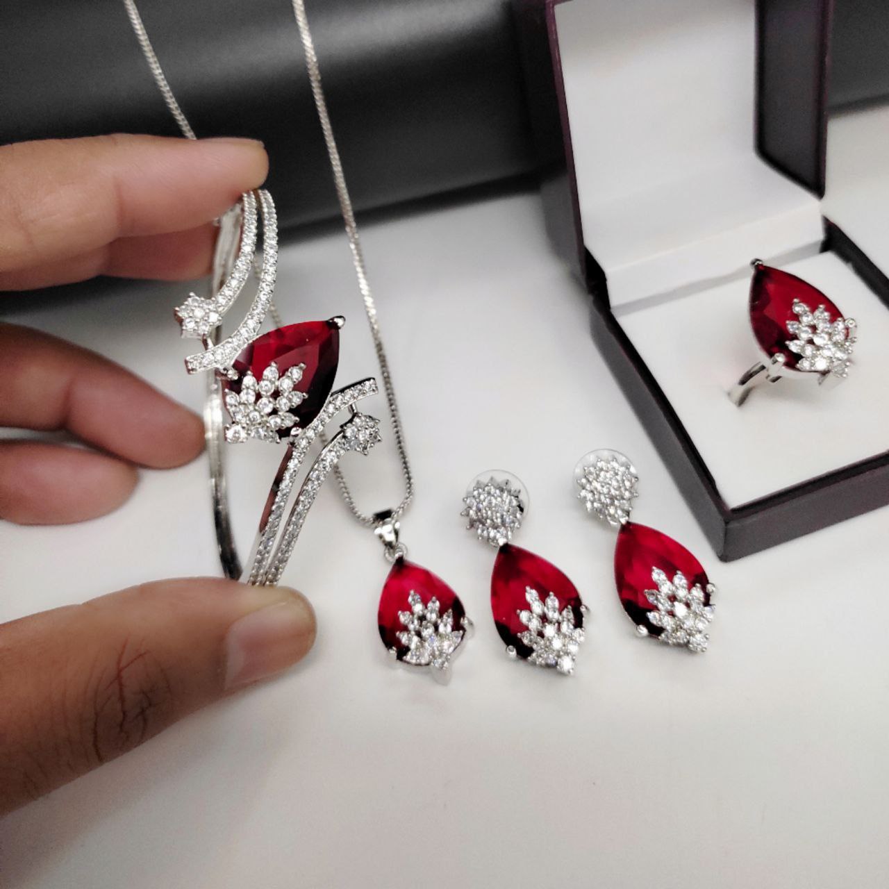 Premium Jewelry Combo: Bracelet, Pendant & Adjustable Ring Set