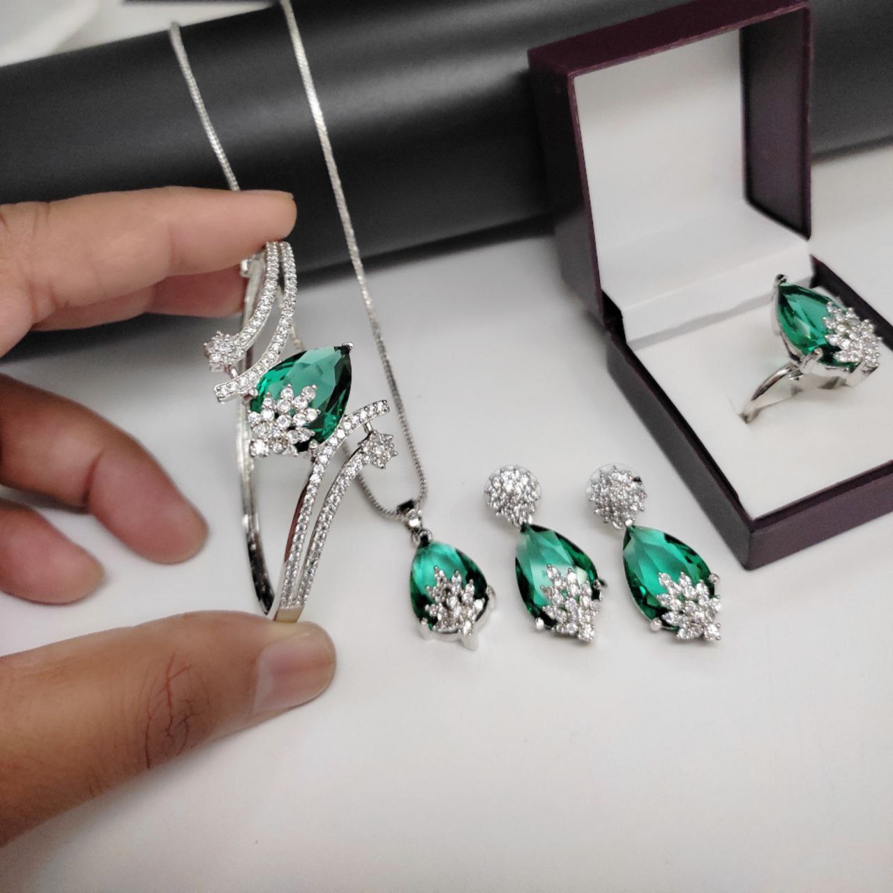 Premium Jewelry Combo: Bracelet, Pendant & Adjustable Ring Set