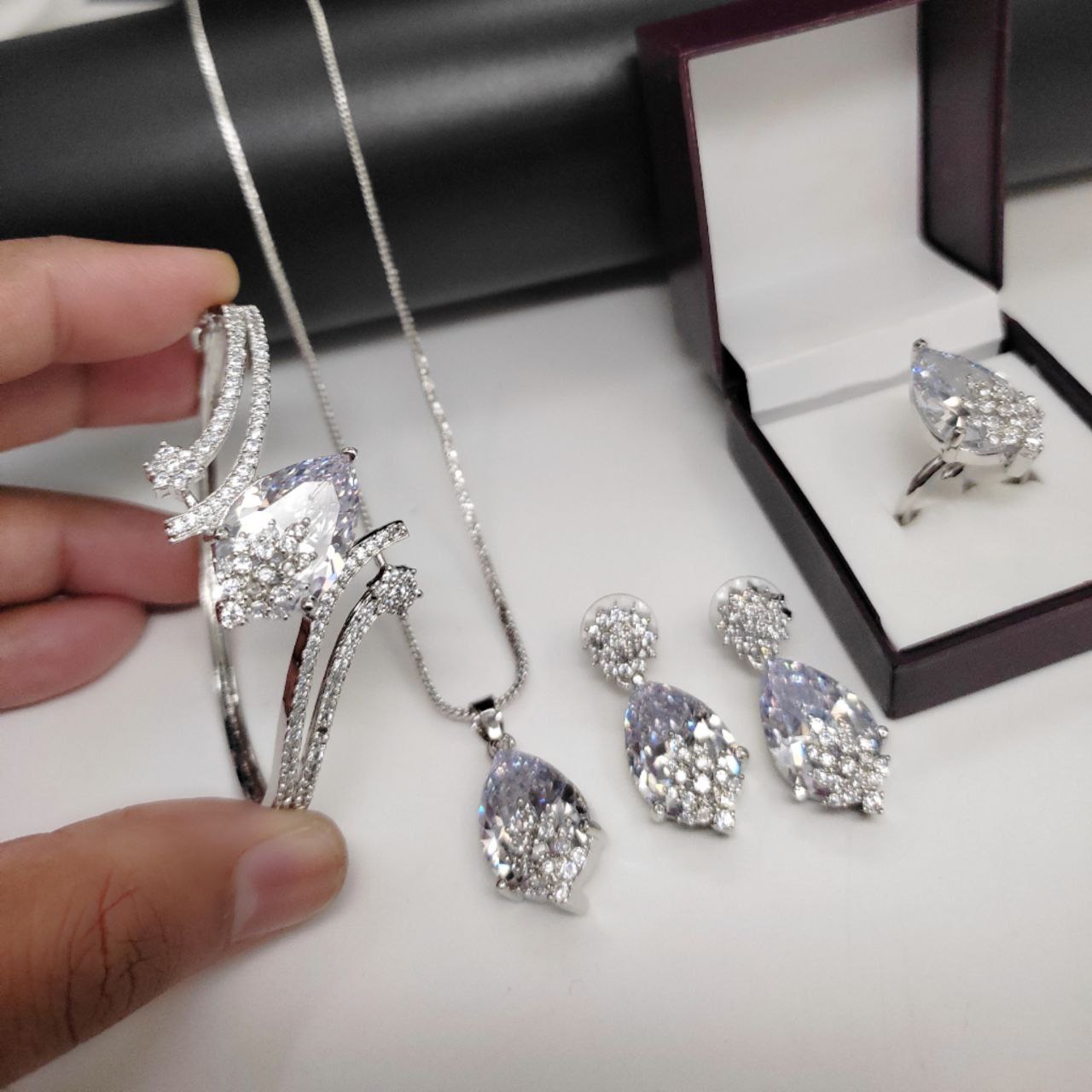 Premium Jewelry Combo: Bracelet, Pendant & Adjustable Ring Set