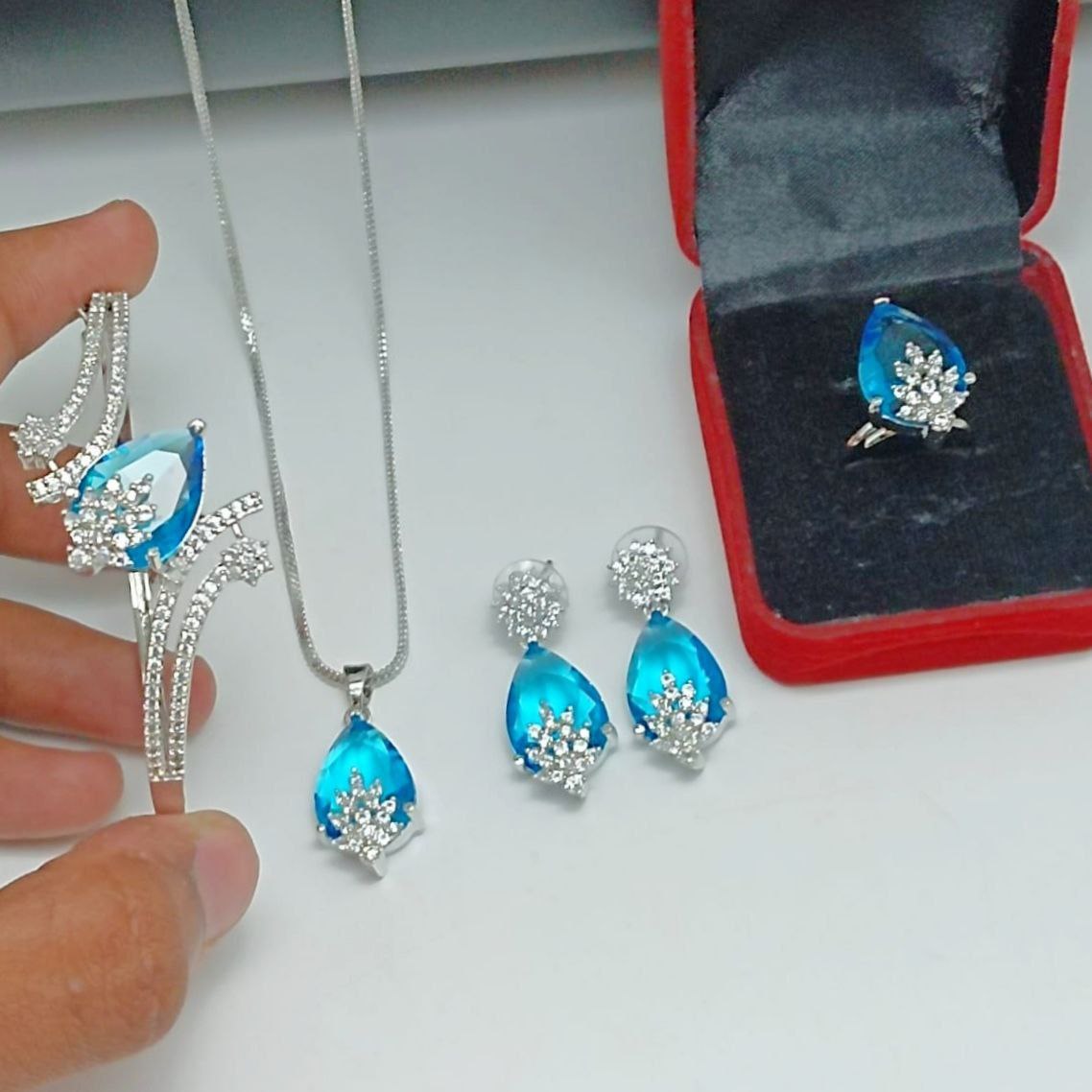 Premium Jewelry Combo: Bracelet, Pendant & Adjustable Ring Set