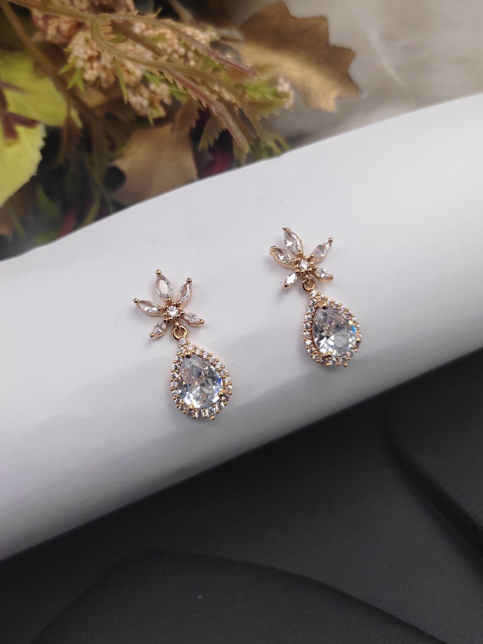 Premium cz earrings with mother of pearl