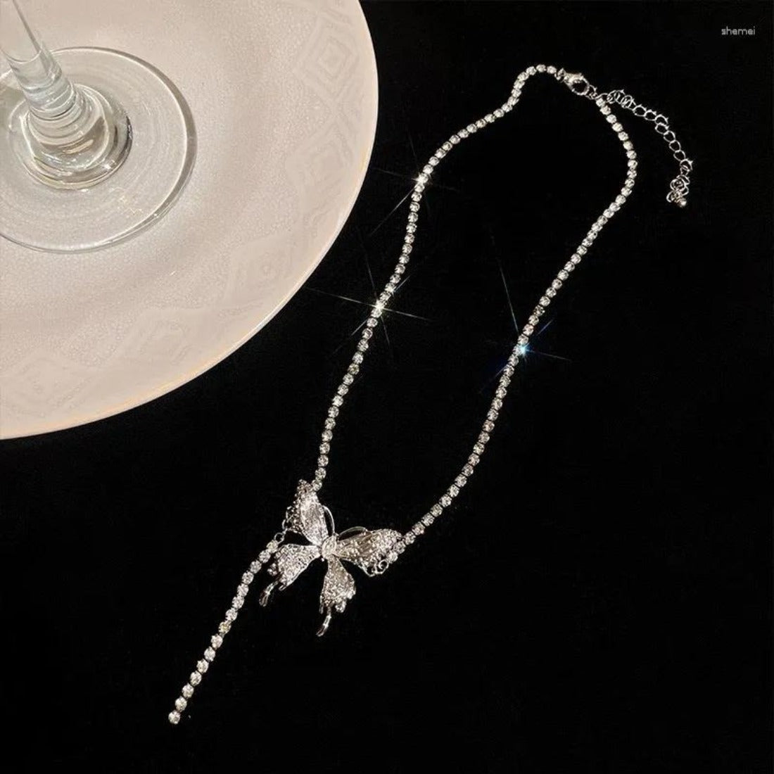 FS-NCKS4C13 - Butterfly Rhinestone Choker Necklace