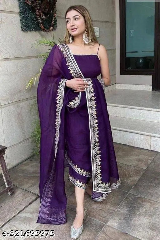 Latest Georgette Embroidery Dupatta Set
