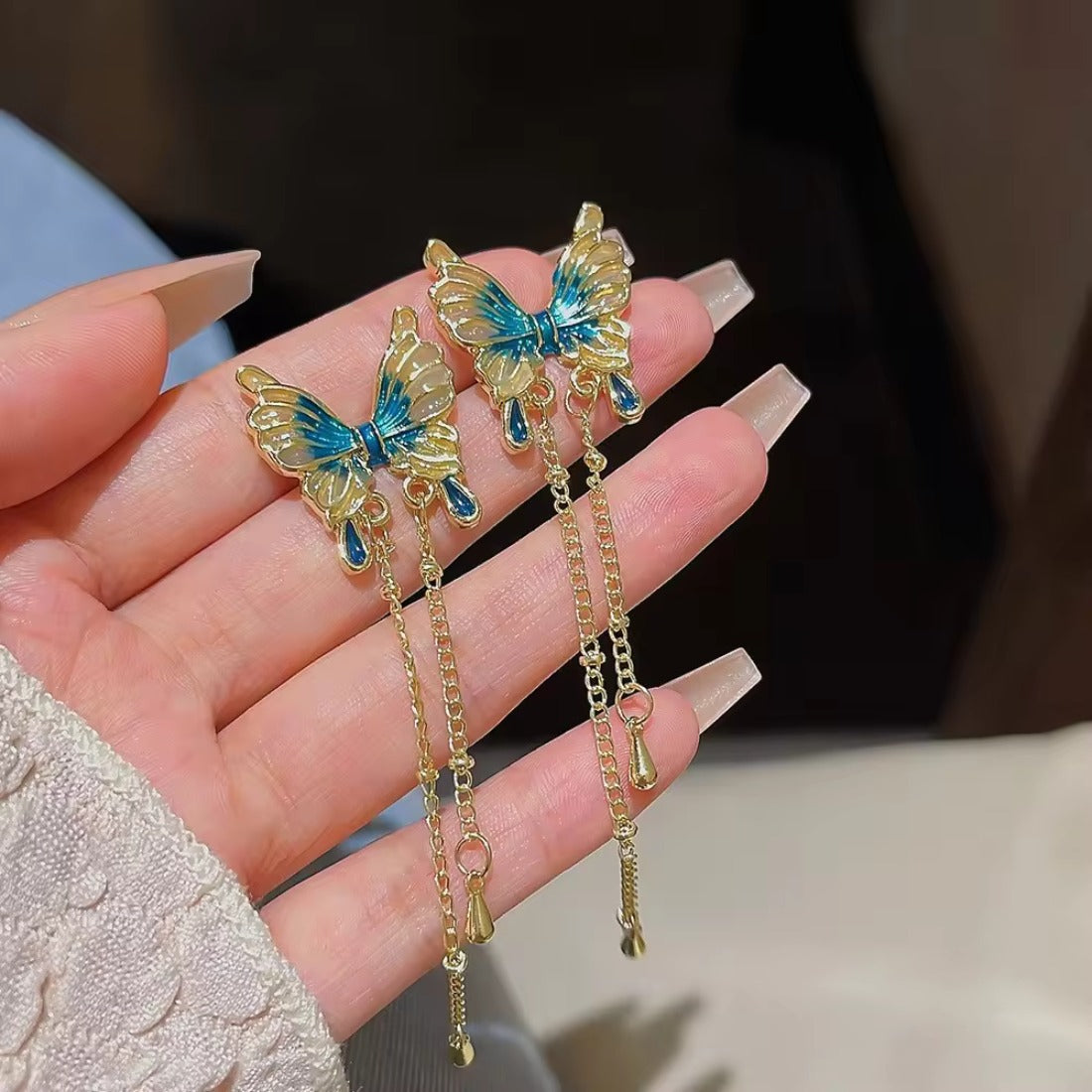 FS-ERS9NB5 - Enamelled Butterfly Earrings