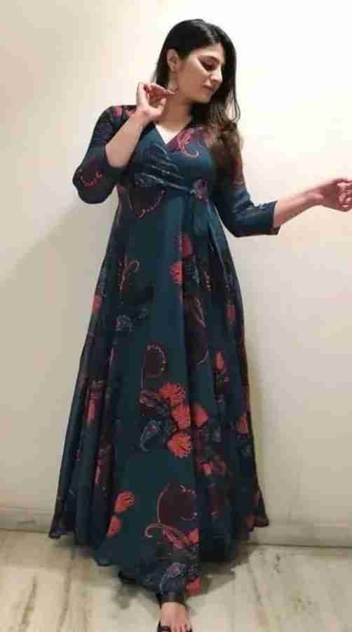Fashion2wear Women Gown Blue Dress