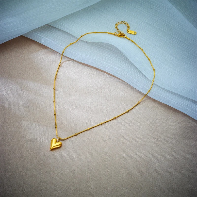 FS-NCKS4C3 - Trendy Heart Beads Chain Necklace