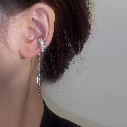 Korean C-Shaped Tassel Ear Clips 2 Pcs/Set