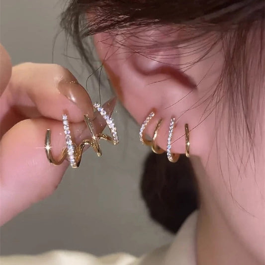 Multi Earring Effect Claw Stud Korean Earrings