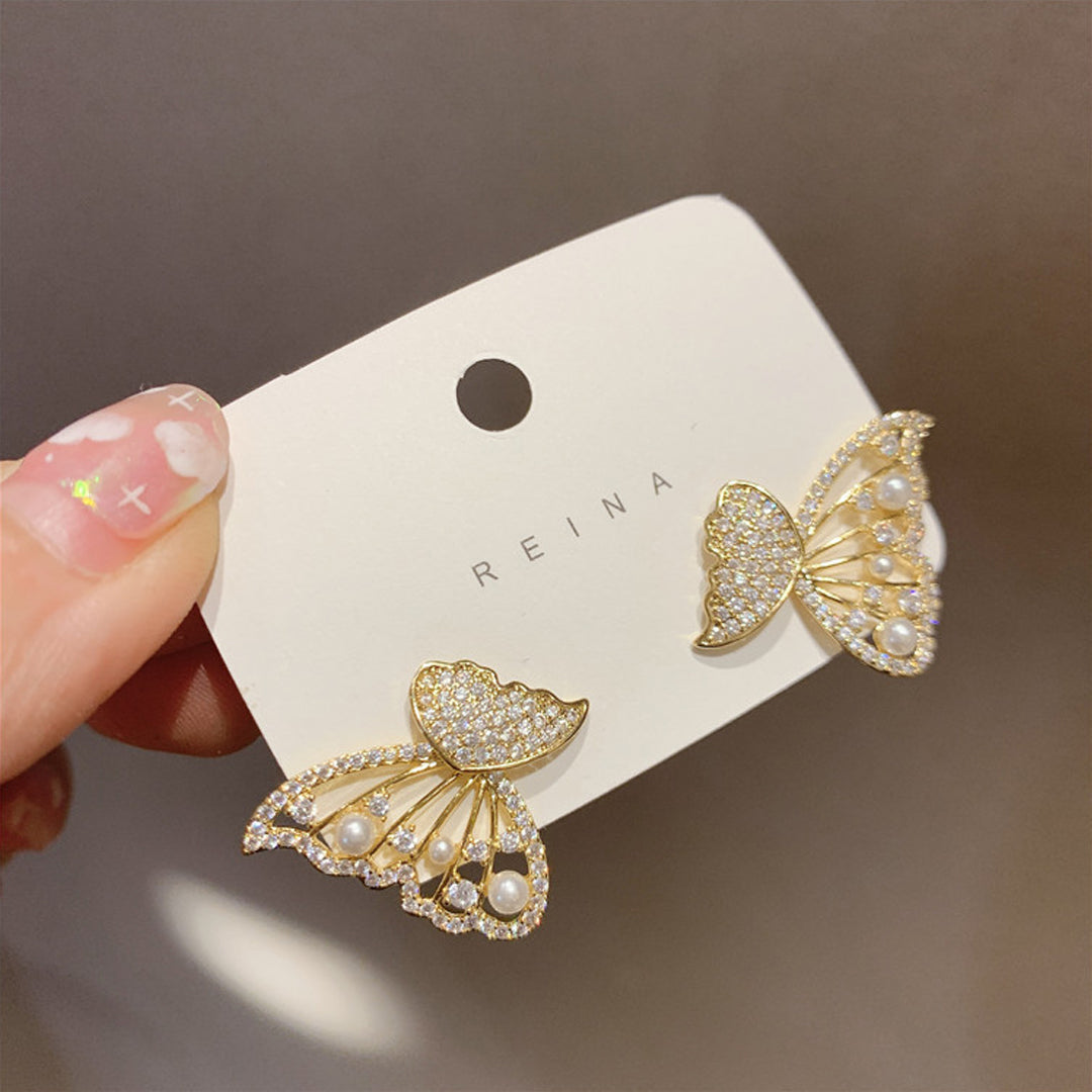 Double Sided Butterfly Stud Korean Earrings