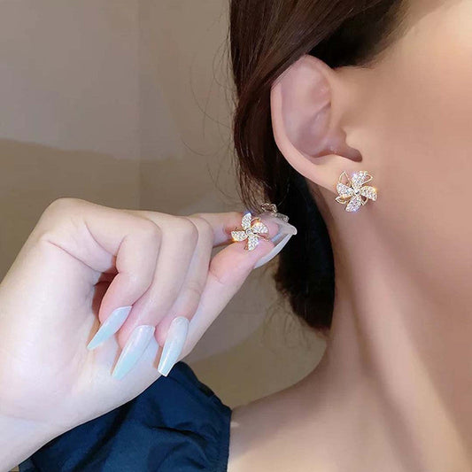 Rotating Windmill Stud Korean Earrings