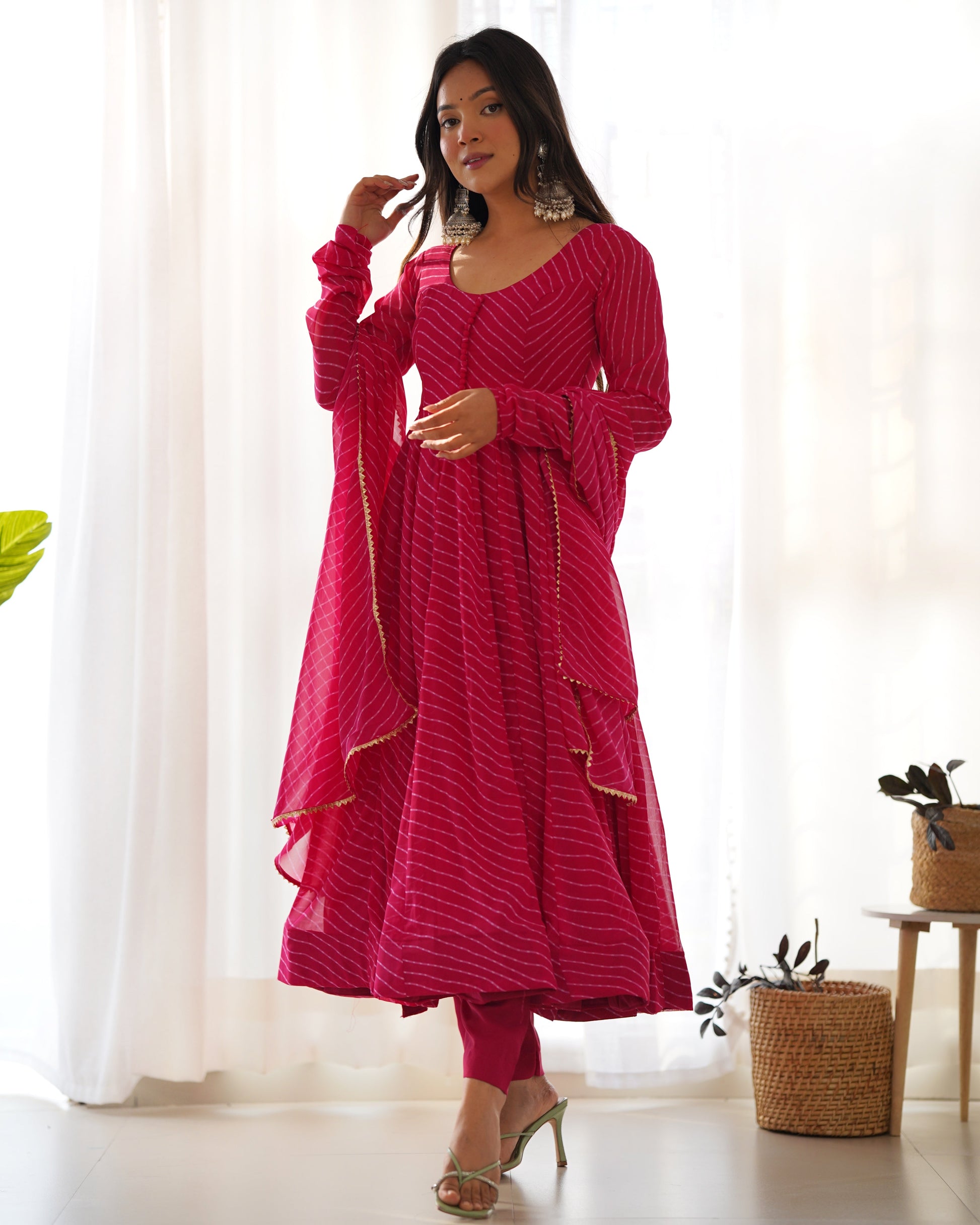 DIGITALLY PRINTED PURE GEORGETTE ANARKALI SUIT WITH DUPPATTA & PANT