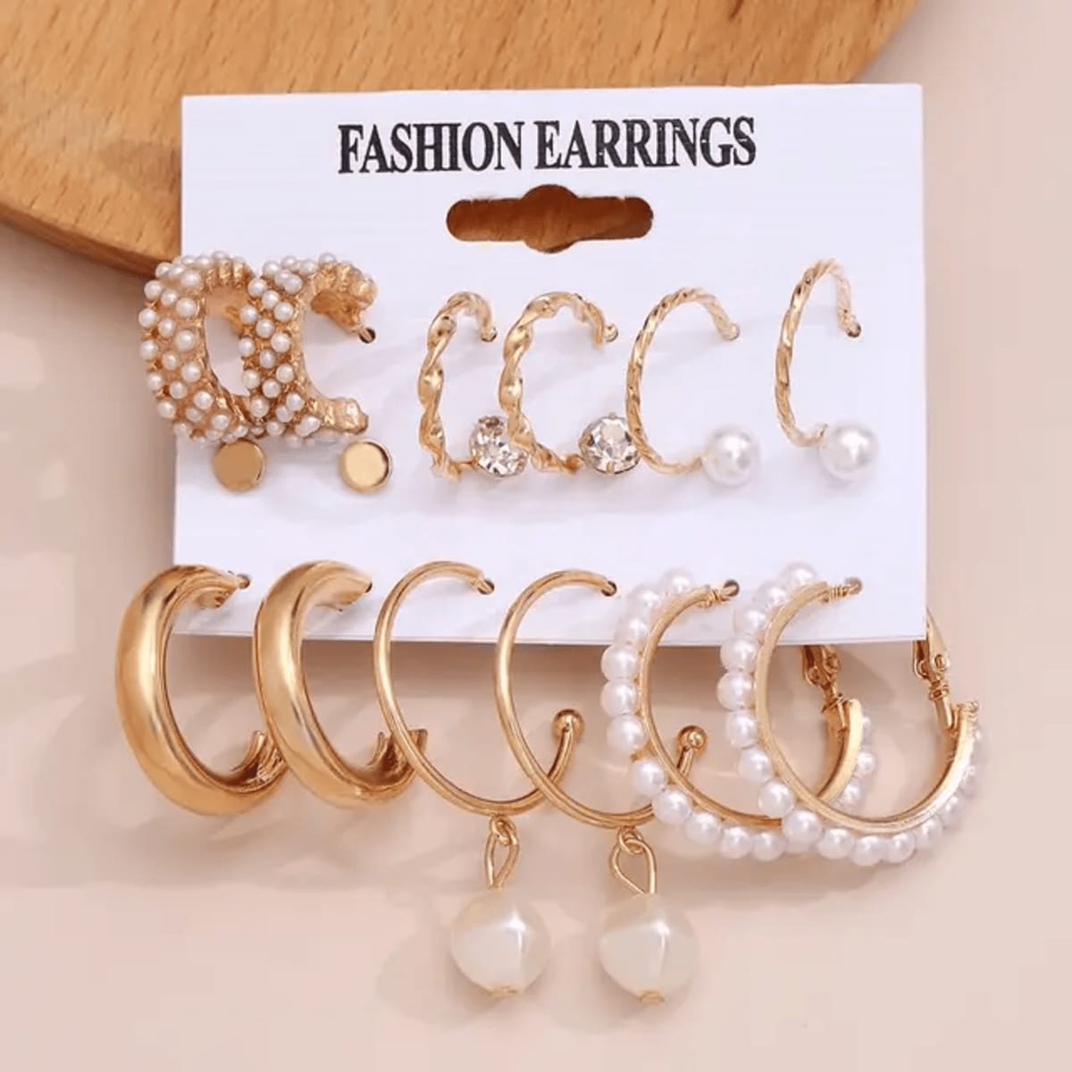 Model 82 Set of 9 Golden Korean earring