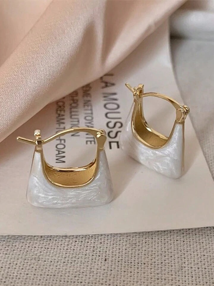 FS-ERS9N172 - Enamelled Bag Shape Earrings